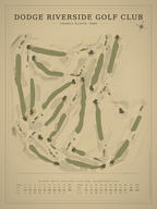Dodge Riverside Golf Club course map poster, Vintage style, 12×16 / 18×24