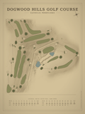 Dogwood Hills Golf Course map poster, Vintage style, 12×16 / 18×24