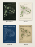 Dogwood Hills Golf Course map poster in four styles: Architectural, Classic, Blueprint and Vintage