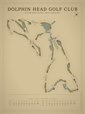 Dolphin Head Golf Club Course Map poster