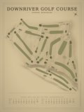 Downriver Golf Course map poster, Vintage style, 12×16 / 18×24