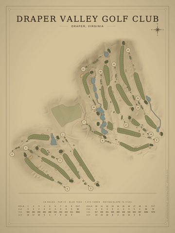 Draper Valley Golf Club Course Map poster