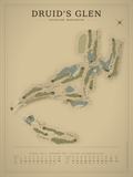 Druid's Glen course map poster, Vintage style, 12×16 / 18×24
