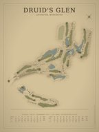 Druid's Glen course map poster, Vintage style, 12×16 / 18×24
