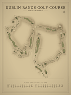Dublin Ranch Golf Course map poster, Vintage style, 12×16 / 18×24