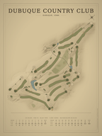 Dubuque Country Club course map poster, Vintage style, 12×16 / 18×24