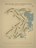 The Dunes Golf & Beach Club course map poster, Vintage style, 12×16 / 18×24