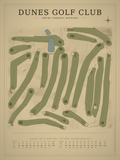 Dunes Golf Club course map poster, Vintage style, 12×16 / 18×24