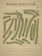 Dunes Golf Club course map poster, Vintage style, 12×16 / 18×24