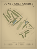 Dunes Golf Course map poster, Vintage style, 12×16 / 18×24