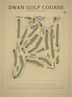 Dwan Golf Course map poster, Vintage style, 12×16 / 18×24