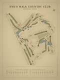 Dye's Walk Country Club course map poster, Vintage style, 12×16 / 18×24