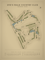 Dye's Walk Country Club course map poster, Vintage style, 12×16 / 18×24