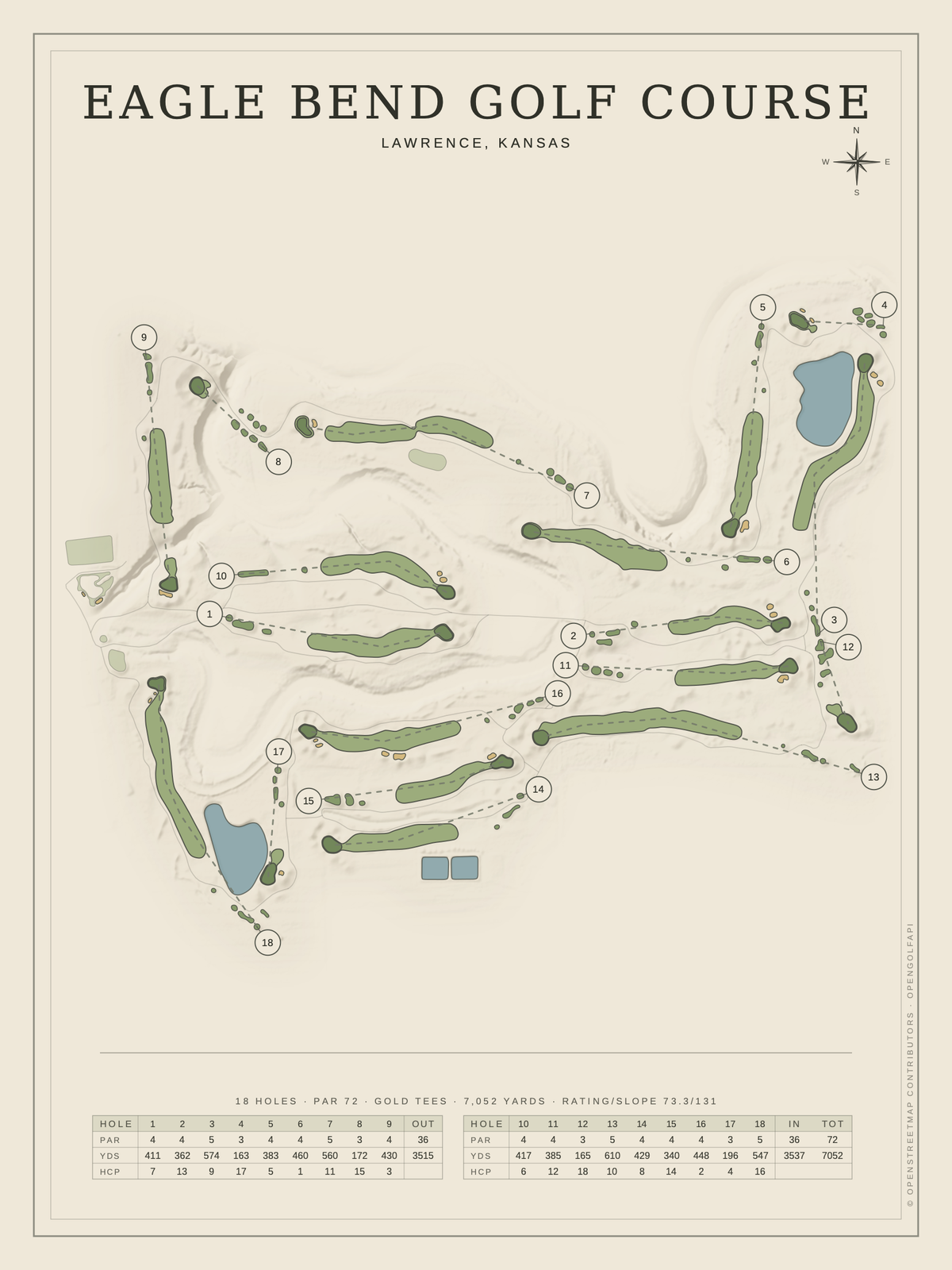 Eagle Bend Golf Course map poster, Classic style, 12×16 / 18×24