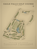 Eagle Falls Golf Course map poster, Vintage style, 12×16 / 18×24