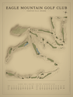 Eagle Mountain Golf Club course map poster, Vintage style, 12×16 / 18×24