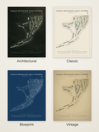 Eagle Mountain Golf Course map poster in four styles: Architectural, Classic, Blueprint and Vintage