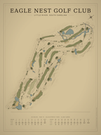 Eagle Nest Golf Club course map poster, Vintage style, 12×16 / 18×24