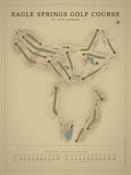 Eagle Springs Golf Course map poster, Vintage style, 12×16 / 18×24