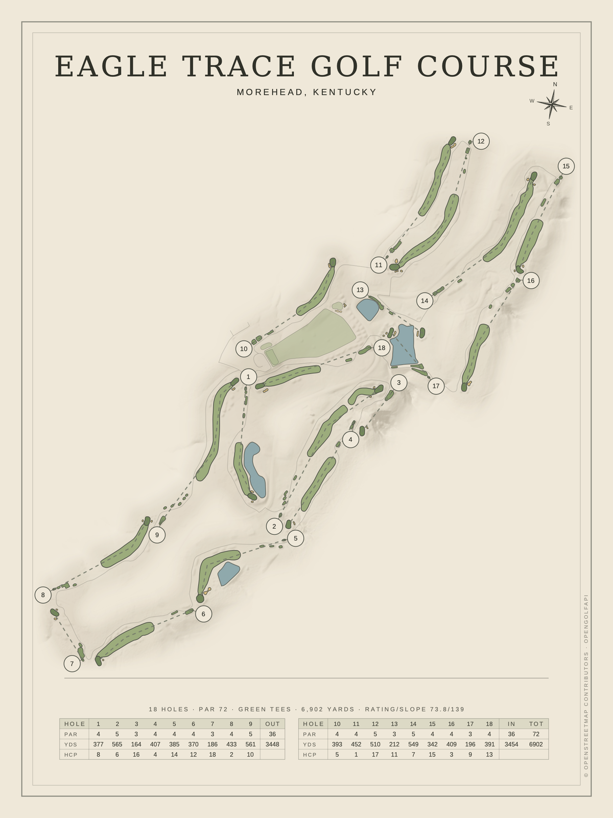 Eagle Trace Golf Course map poster, Classic style, 12×16 / 18×24
