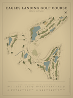 Eagles Landing Golf Course map poster, Vintage style, 12×16 / 18×24