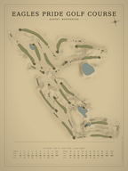 Eagles Pride Golf Course map poster, Vintage style, 12×16 / 18×24