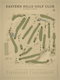 Eastern Hills Golf Club course map poster, Vintage style, 12×16 / 18×24