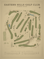 Eastern Hills Golf Club course map poster, Vintage style, 12×16 / 18×24