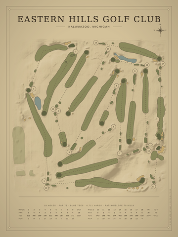 Eastern Hills Golf Club Course Map poster