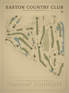 Easton Country Club course map poster, Vintage style, 12×16 / 18×24