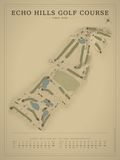 Echo HIlls Golf Course map poster, Vintage style, 12×16 / 18×24