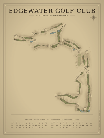 Edgewater Golf Club Course Map poster