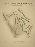 Elk Valley Golf Course map poster, Vintage style, 12×16 / 18×24