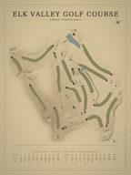 Elk Valley Golf Course map poster, Vintage style, 12×16 / 18×24