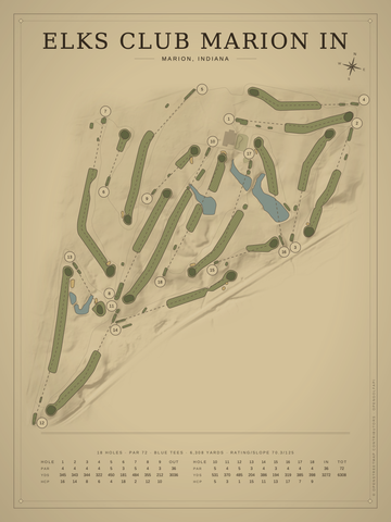 Elks Club Marion IN Course Map poster