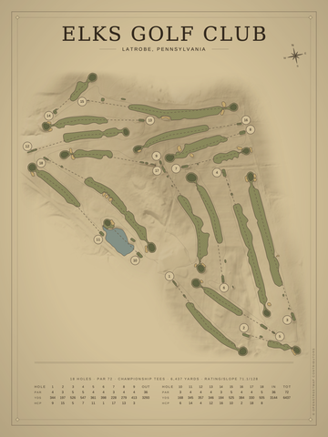 Elks Golf Club Course Map poster