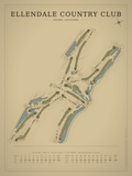 Ellendale Country Club course map poster, Vintage style, 12×16 / 18×24