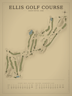Ellis Golf Course map poster, Vintage style, 12×16 / 18×24