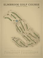 Elmbrook Golf Course map poster, Vintage style, 12×16 / 18×24