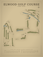 Elwood Golf Course map poster, Vintage style, 12×16 / 18×24