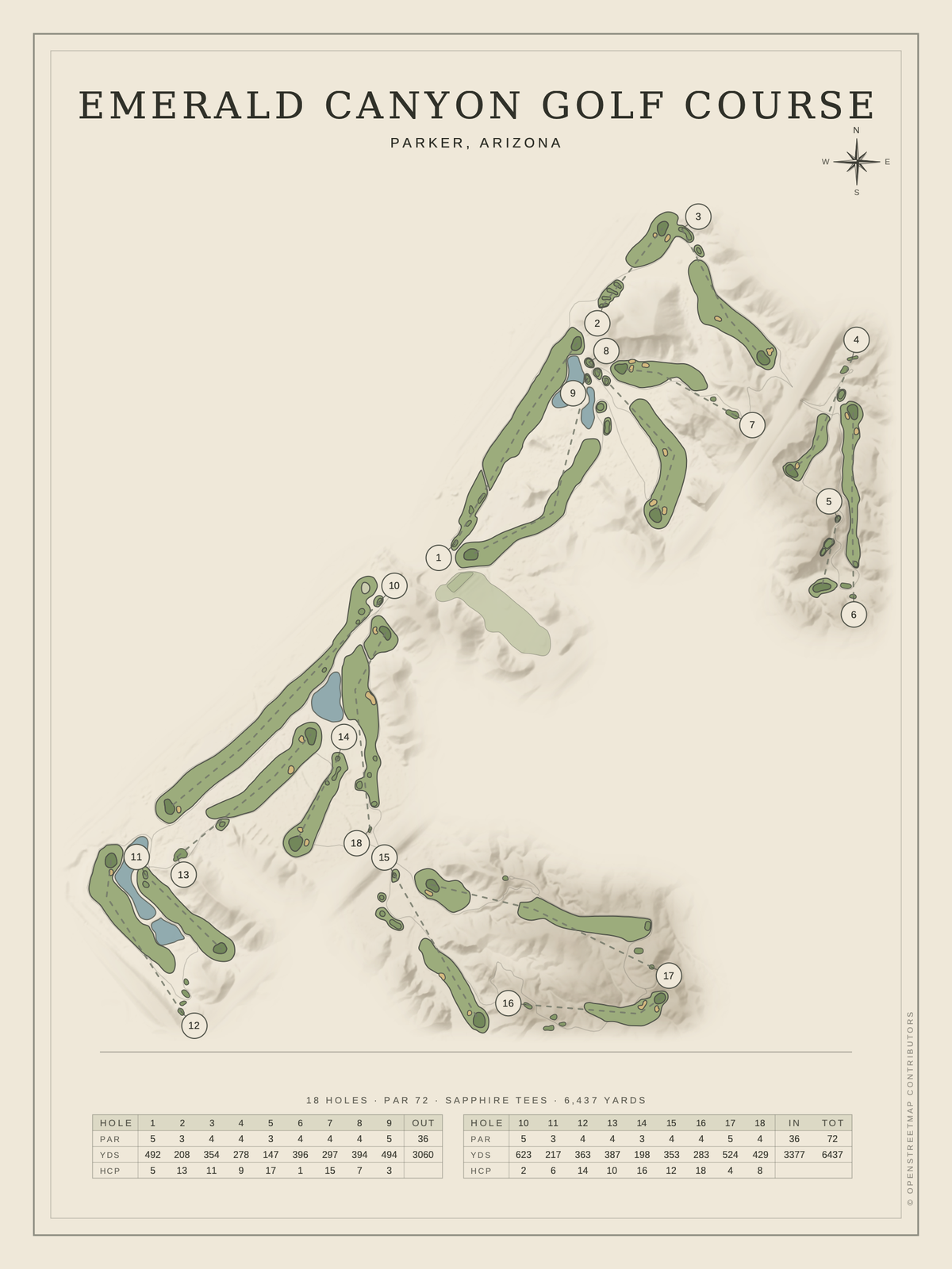 Emerald Canyon Golf Course map poster, Classic style, 12×16 / 18×24