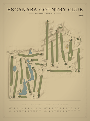 Escanaba Country Club Course Map poster