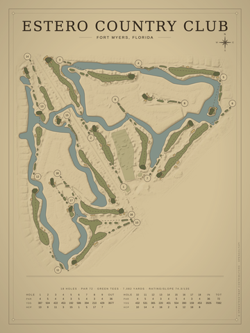 Estero Country Club Course Map poster