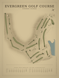 Evergreen Golf Course map poster, Vintage style, 12×16 / 18×24