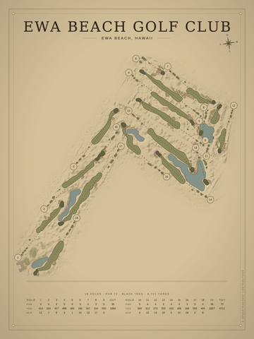 Ewa Beach Golf Club Course Map poster