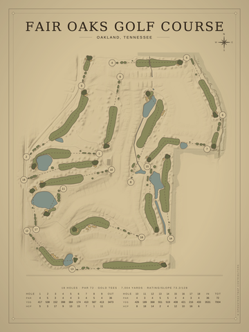 Fair Oaks Golf Course Map poster