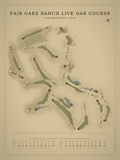 Fair Oaks Ranch Live Oak Course map poster, Vintage style, 12×16 / 18×24