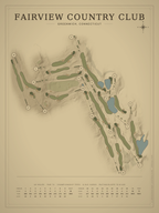 Fairview Country Club course map poster, Vintage style, 12×16 / 18×24