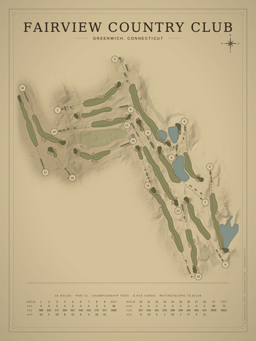 Fairview Country Club Course Map poster
