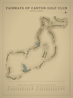 Fairways Of Canton Golf Club course map poster, Vintage style, 12×16 / 18×24